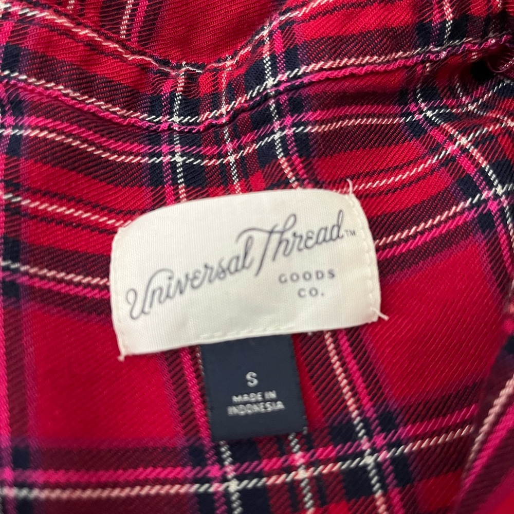 Universal Thread Red Plaid Button Down Shirt - image 3